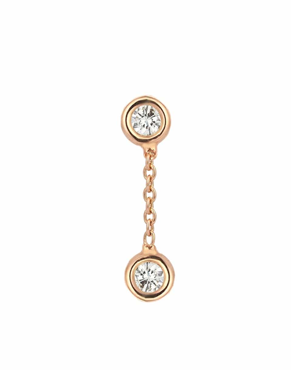 KISMET BY MILKA-2 Solitaire Diamond Chain Earring-ROSE GOLD