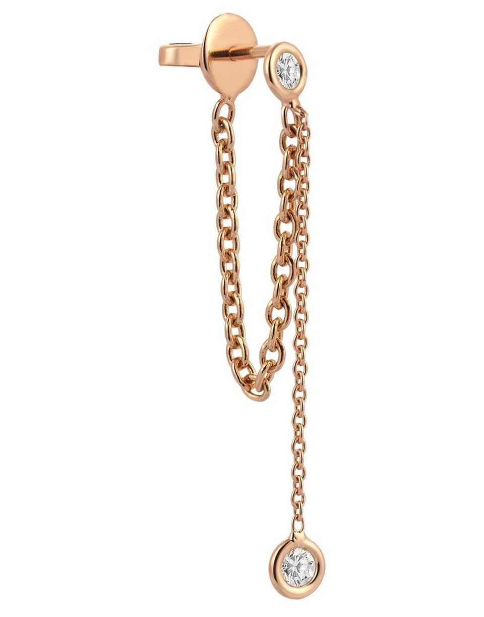 KISMET BY MILKA-Diamond Solitaire Drop Chain Earring-ROSE GOLD