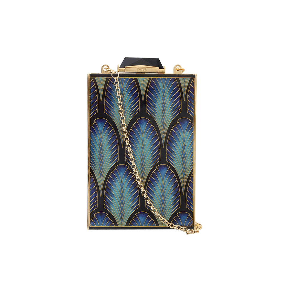 KOTUR-Empire Bacall Feather Clutch-BLU/MULT