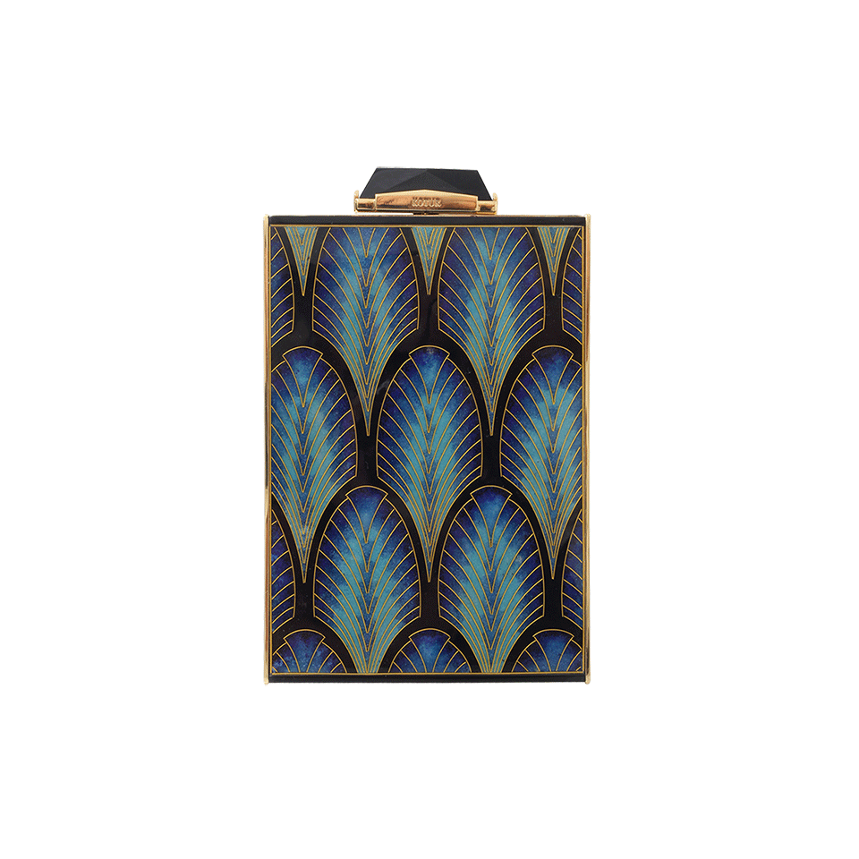 KOTUR-Empire Bacall Feather Clutch-BLU/MULT
