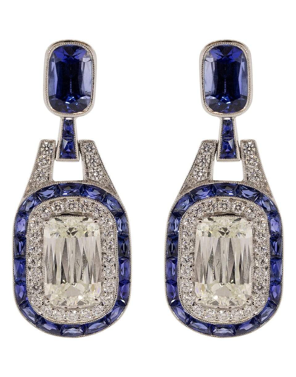 KWIAT-Ashoka Diamond and Sapphire Earrings-WHITE GOLD