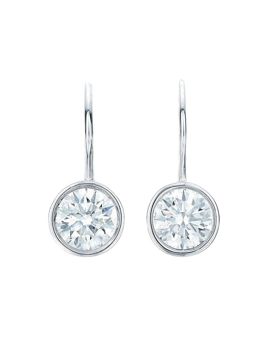 KWIAT-White Gold Bezel Set Diamond Drop Earrings-WHITE GOLD