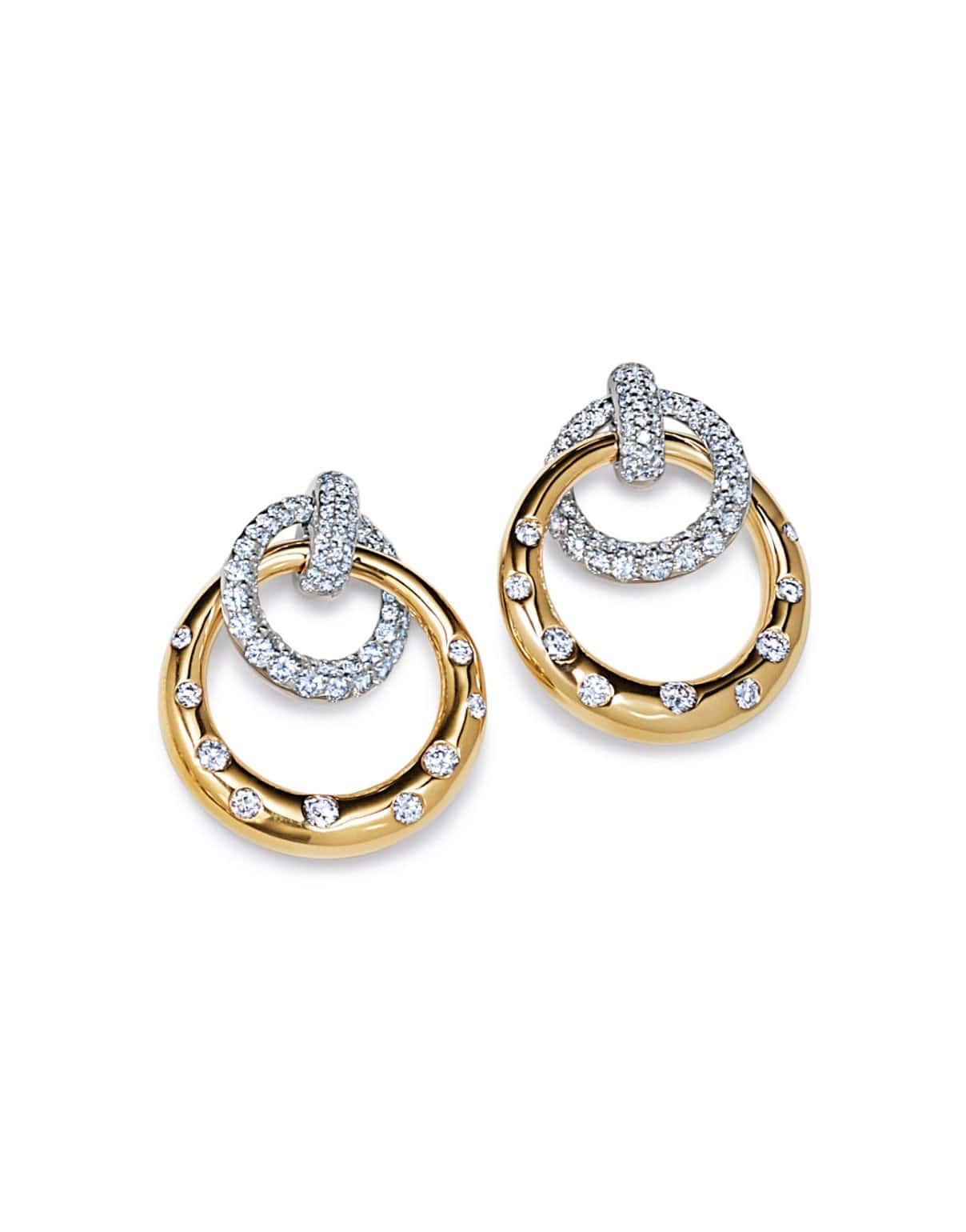KWIAT-Cobblestone Diamond Interlock Earrings-YELLOW GOLD