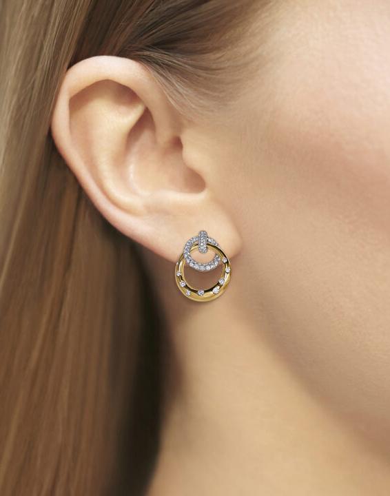 KWIAT-Cobblestone Interlocking Earrings-YELLOW GOLD
