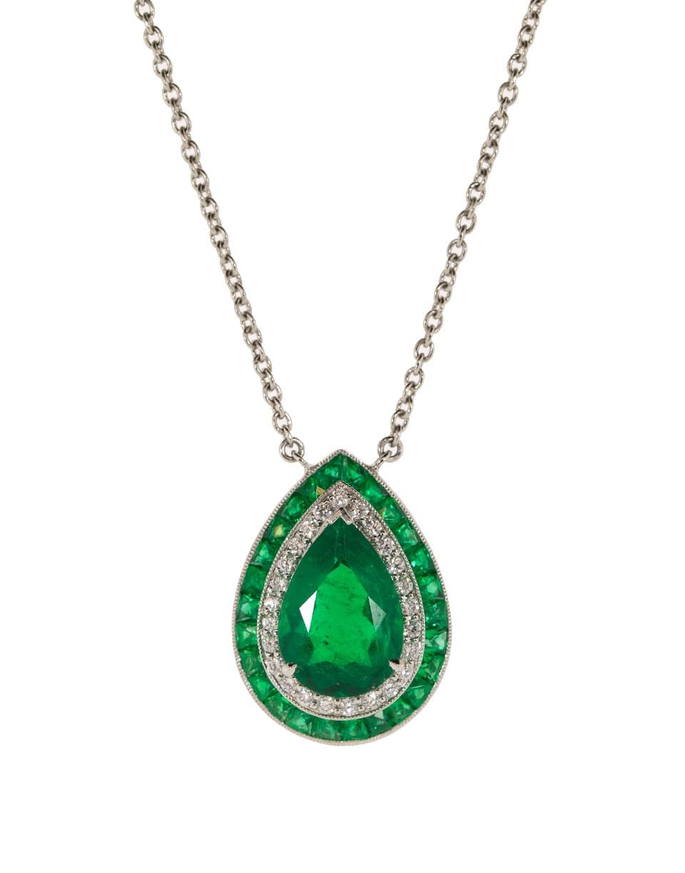 KWIAT-Emerald and Diamond Pendant Necklace-PLAT