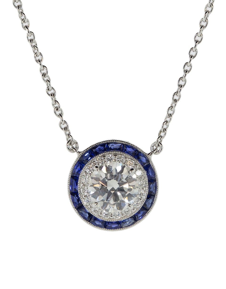 KWIAT-Diamond and Sapphire Pendant Necklace-WHITE GOLD