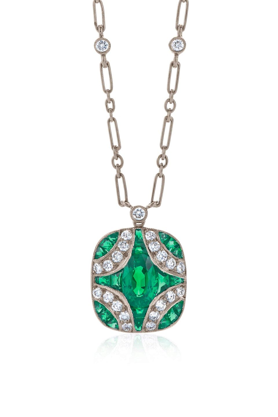 KWIAT-Emerald Argyle Pendant Necklace-WHITE GOLD
