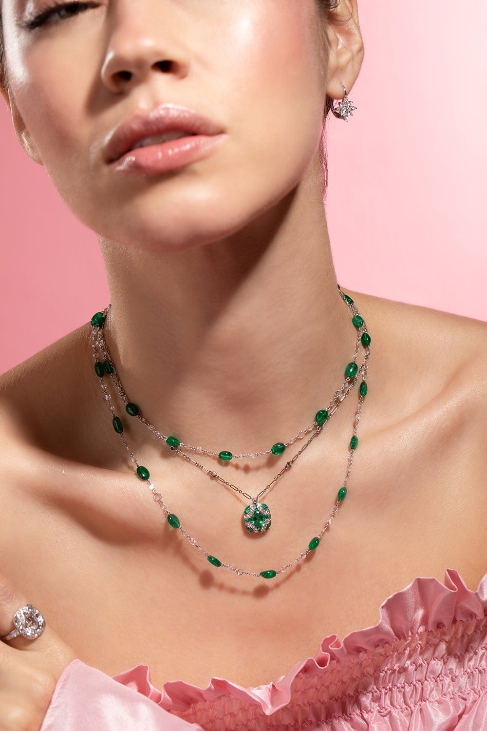 KWIAT-Emerald Argyle Pendant Necklace-WHITE GOLD