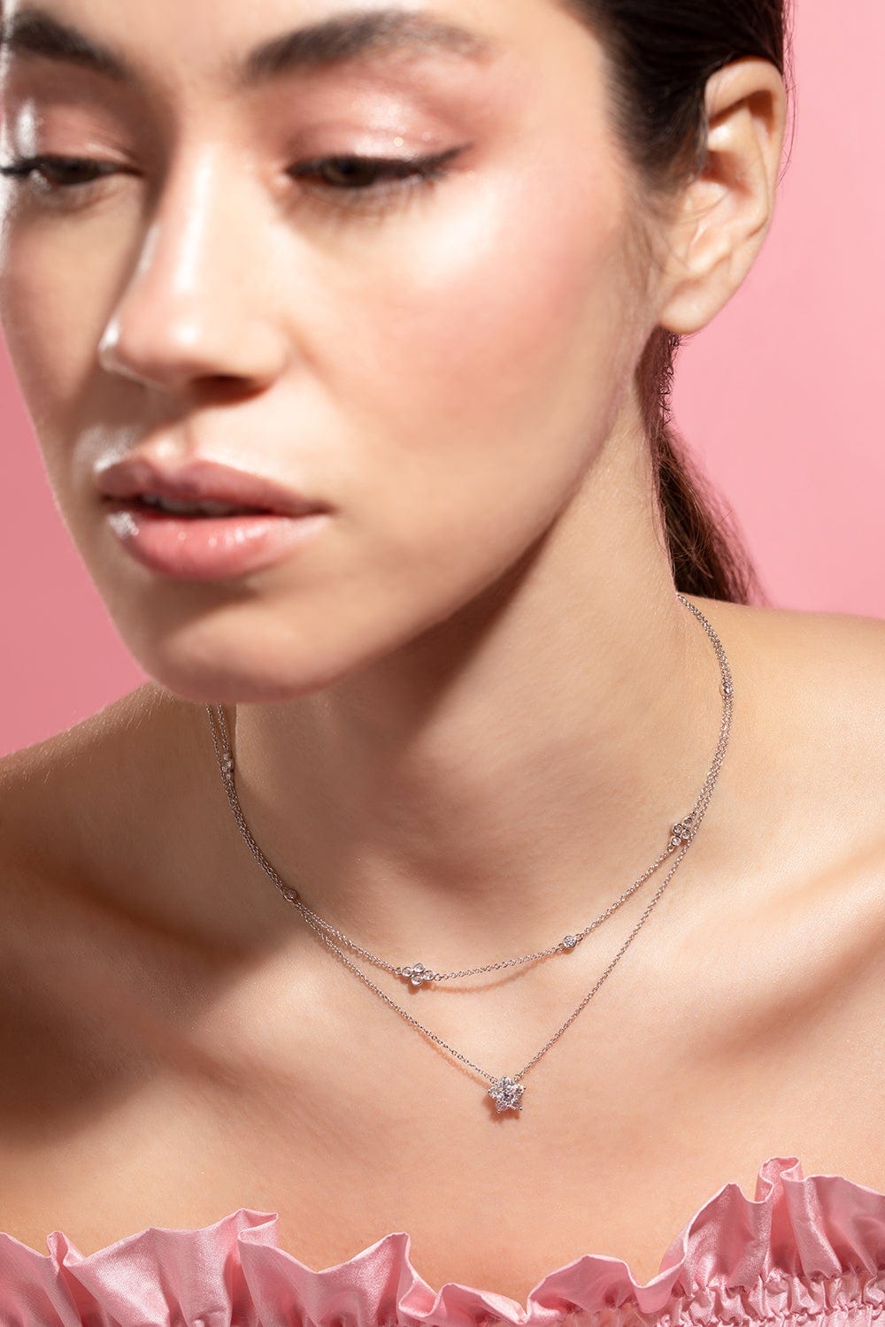 KWIAT-Floral Cluster Necklace-WHITE GOLD