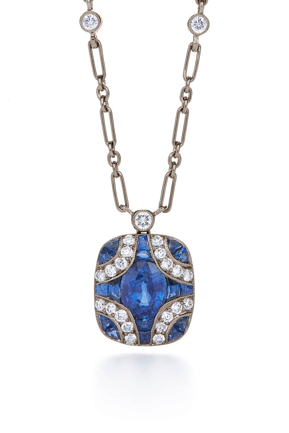 KWIAT-Sapphire Argyle Pendant Necklace-WHITE GOLD