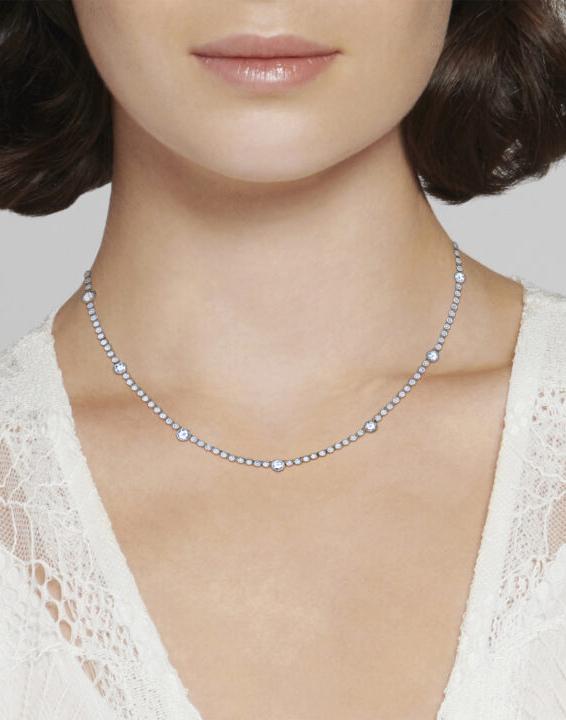 KWIAT-Vintage Diamond Confetti Line Necklace-WHITE GOLD