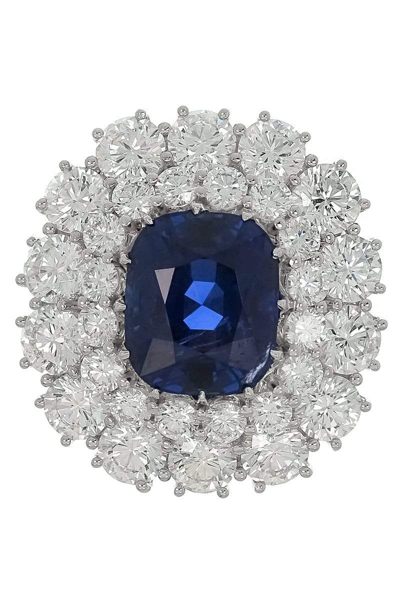 KWIAT-Cushion Sapphire and Diamond Cluster Ring-WHITE GOLD