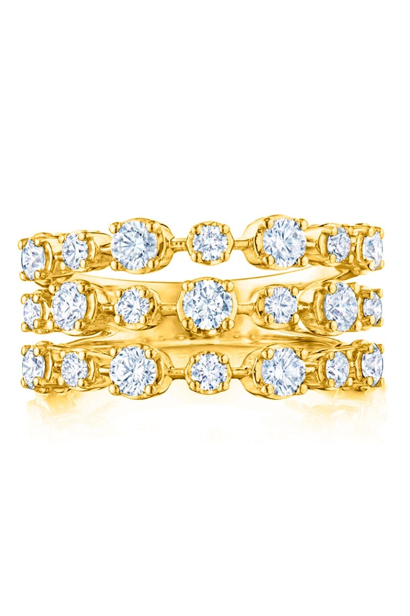 KWIAT-Starry Night 3 Row Diamond Ring-YELLOW GOLD