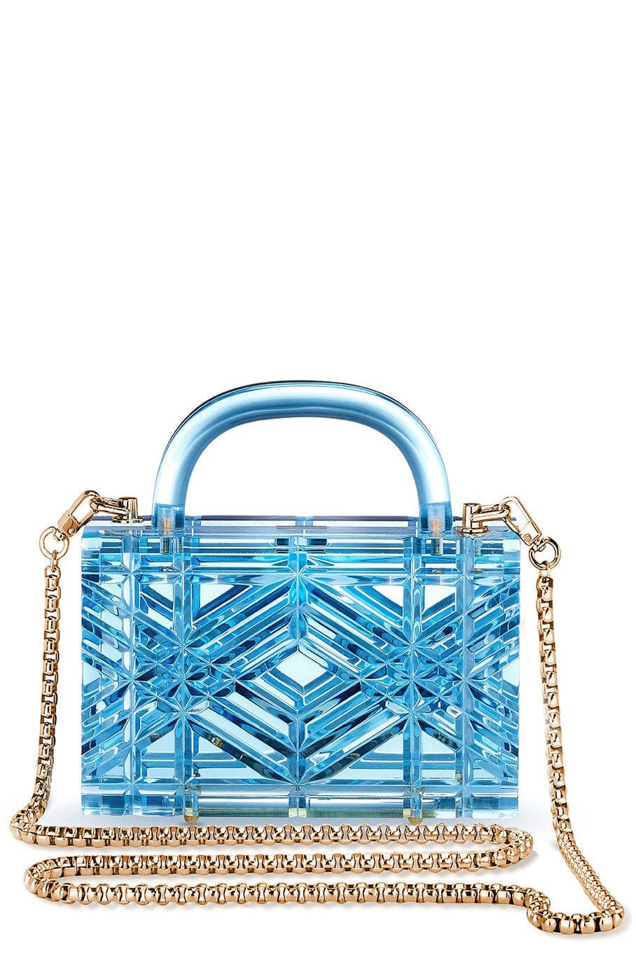 L' AFSHAR-Adele Bag With Gold Link Long Chain-BLUE