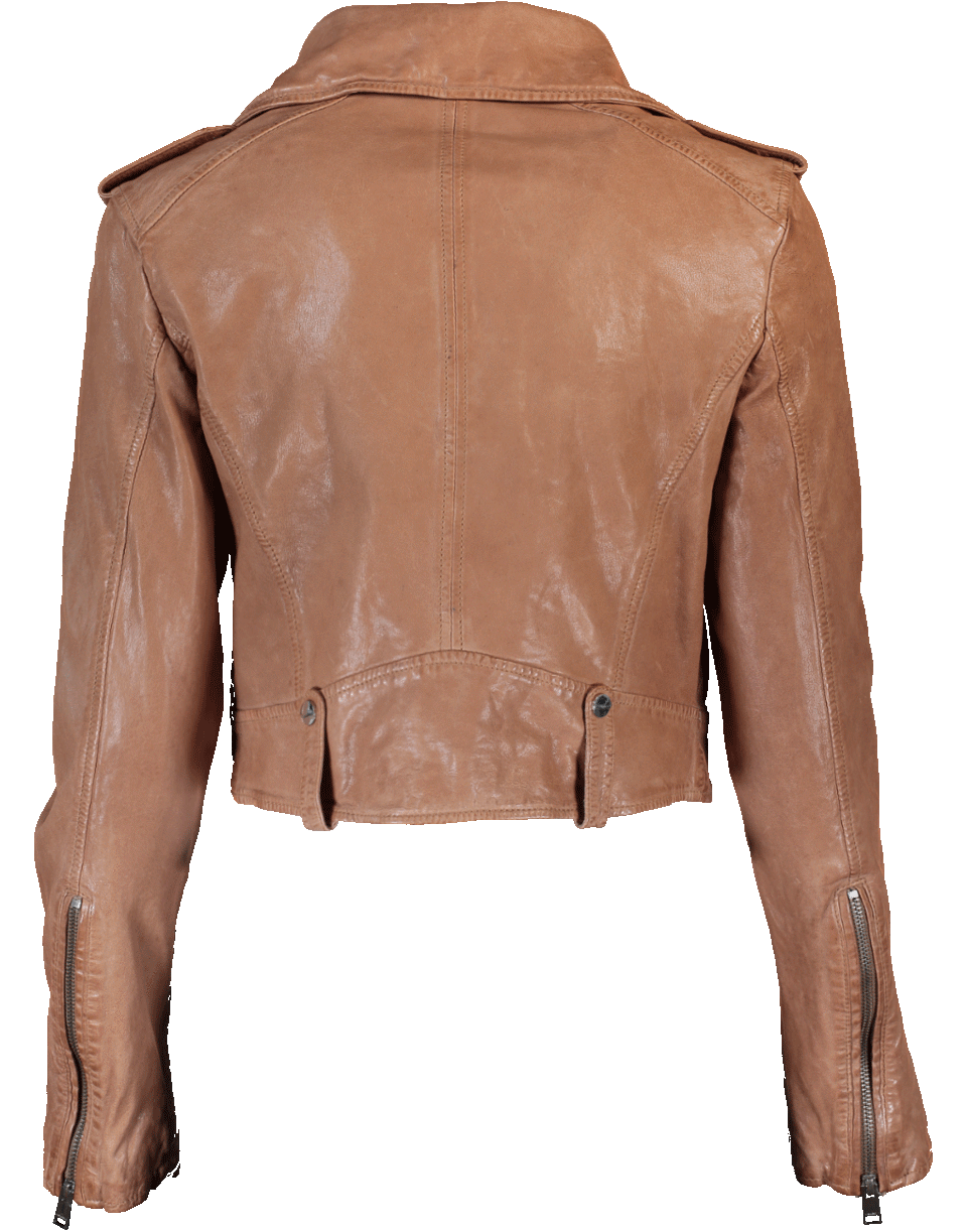 Lamarque Ciara Cropped Leather Biker Jacket