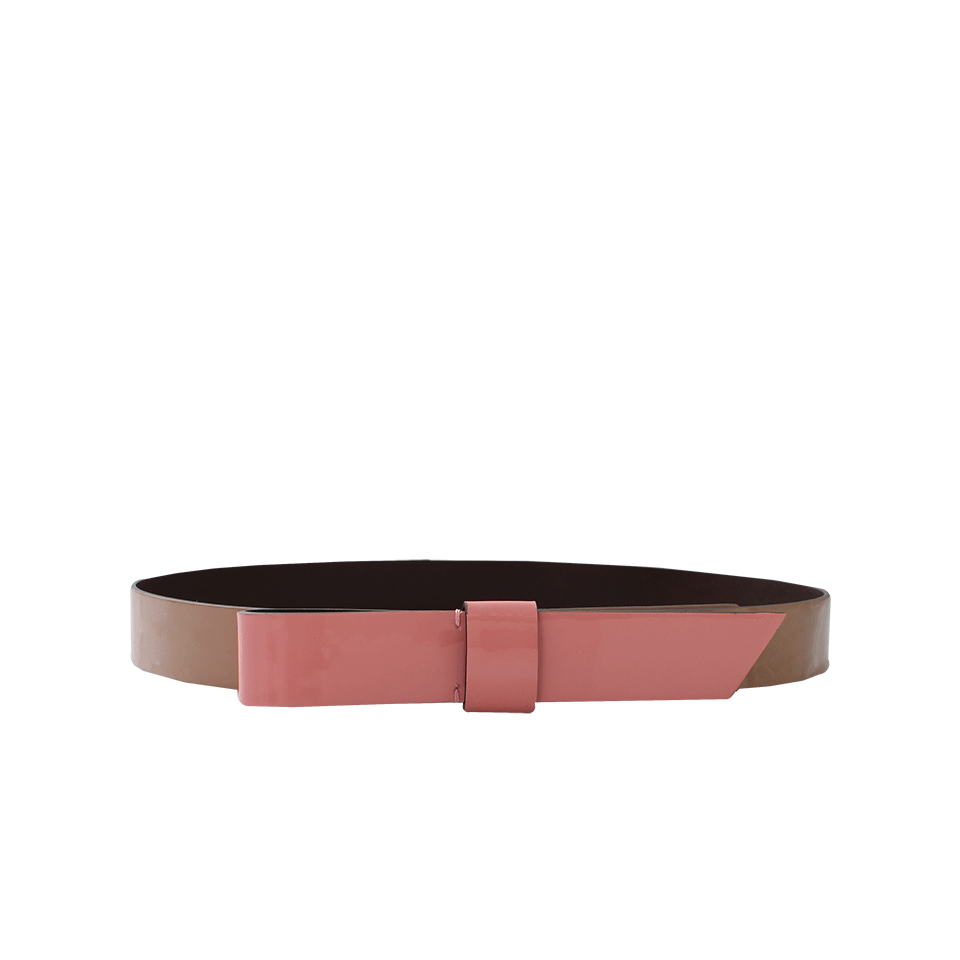 LANVIN-Bi Color Patent Belt-NUDE/PNK