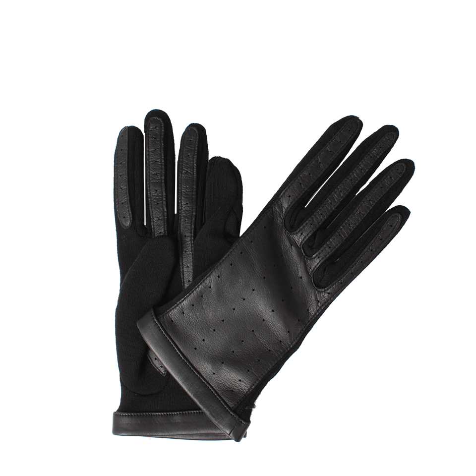 LANVIN-Short Leather Jersey Glove-