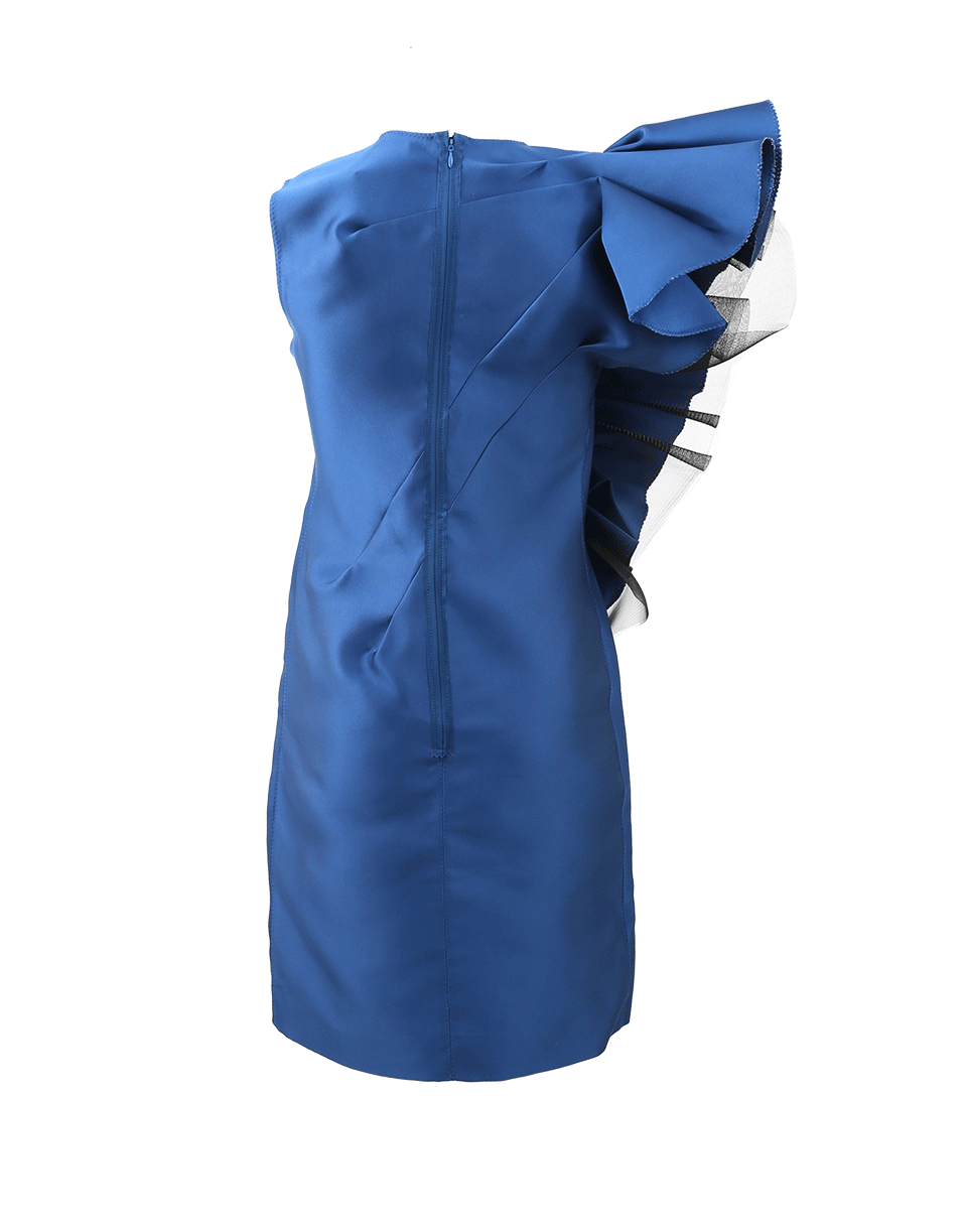 LANVIN-Side Ruffle Cocktail Dress-BLUE
