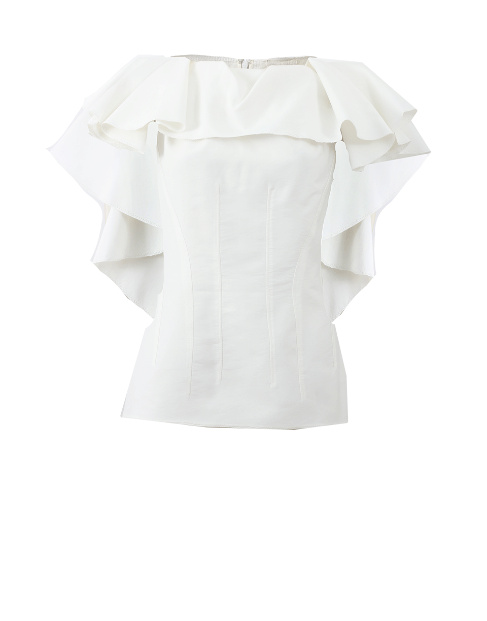 LANVIN-Ruffle Drape Neck Blouse-