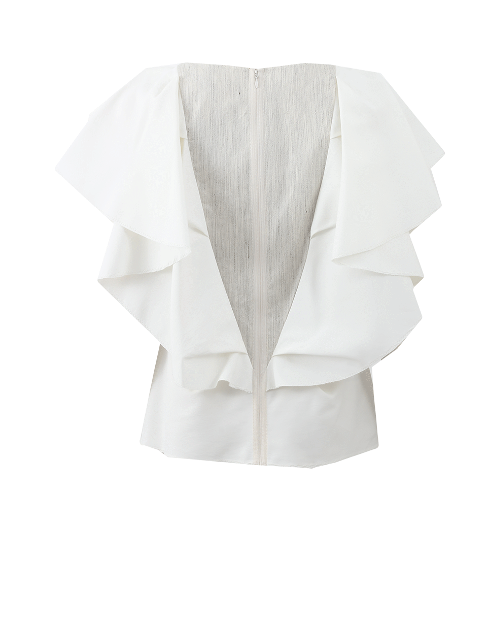 LANVIN-Ruffle Drape Neck Blouse-