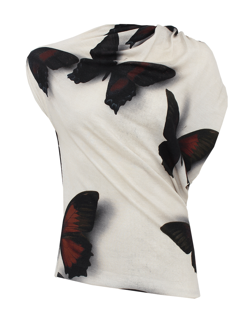 Sleeveless Asymmetrical Butterfly Print Top CLOTHINGTOPKNITS LANVIN   