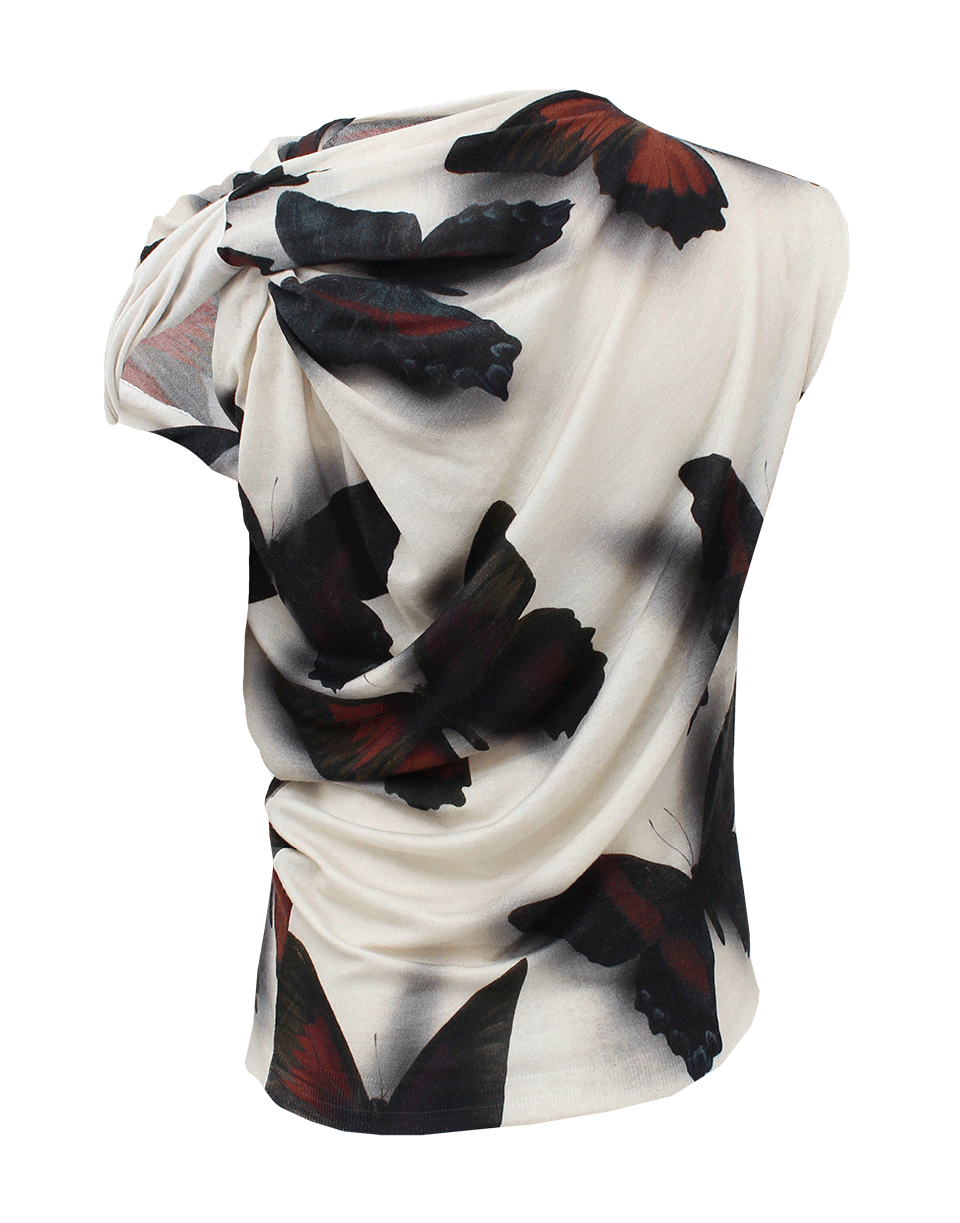 Sleeveless Asymmetrical Butterfly Print Top CLOTHINGTOPKNITS LANVIN   