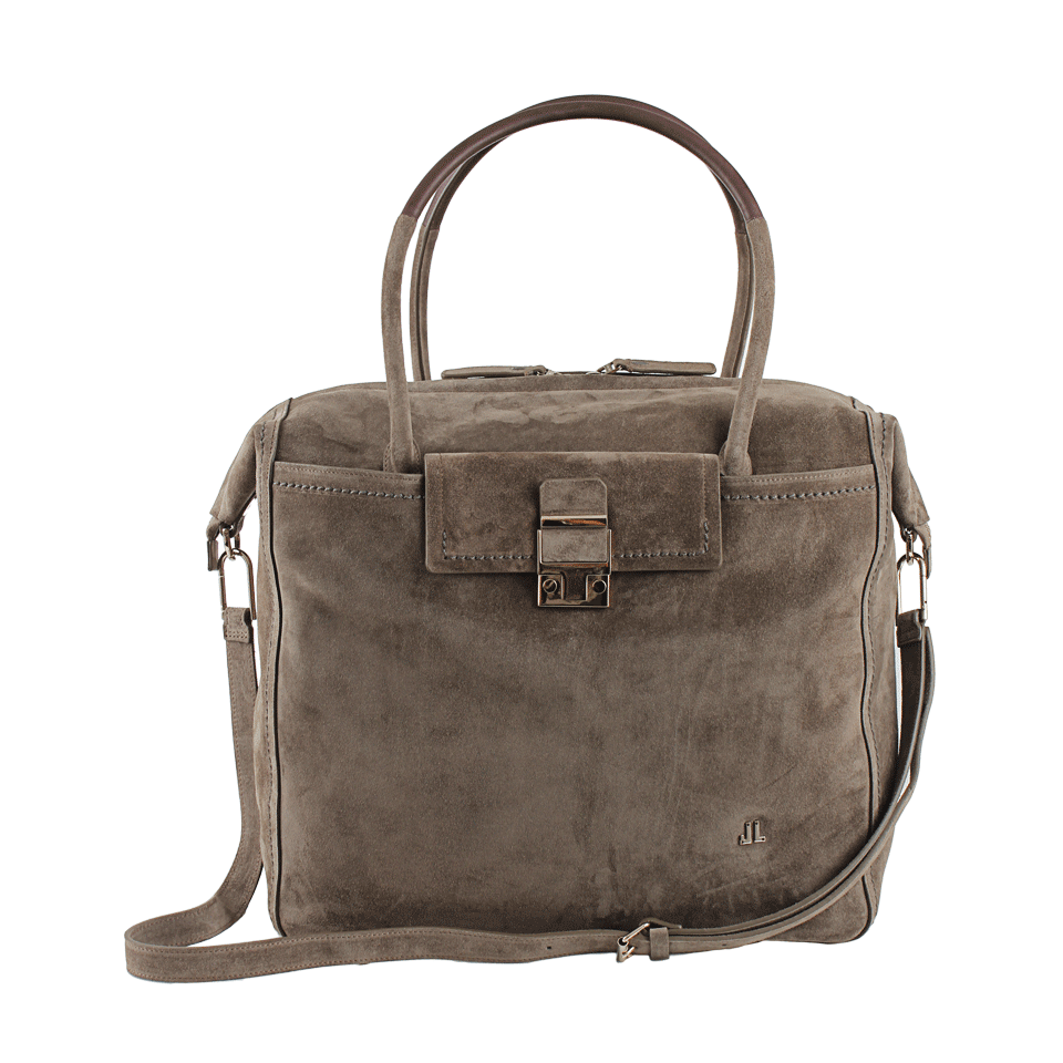 LANVIN-Suede Bowling Bag-TAUPE