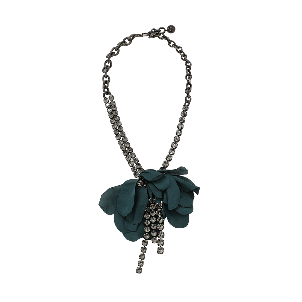 LANVIN-Crystal And Flower Necklace-GREEN