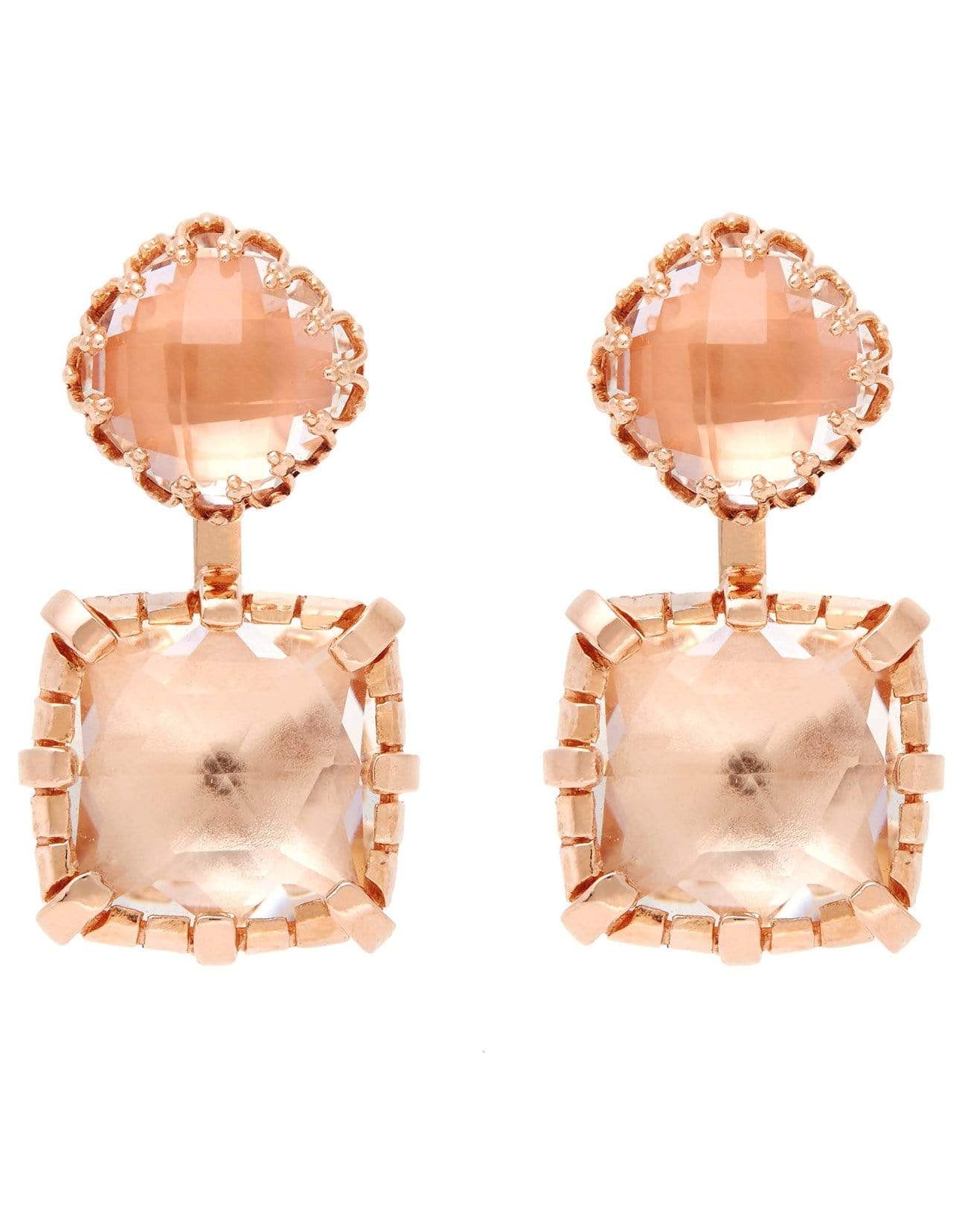 LARKSPUR & HAWK-Bellini and Copper Sadie Cushion Quartz Drop Earrings-ROSE GOLD
