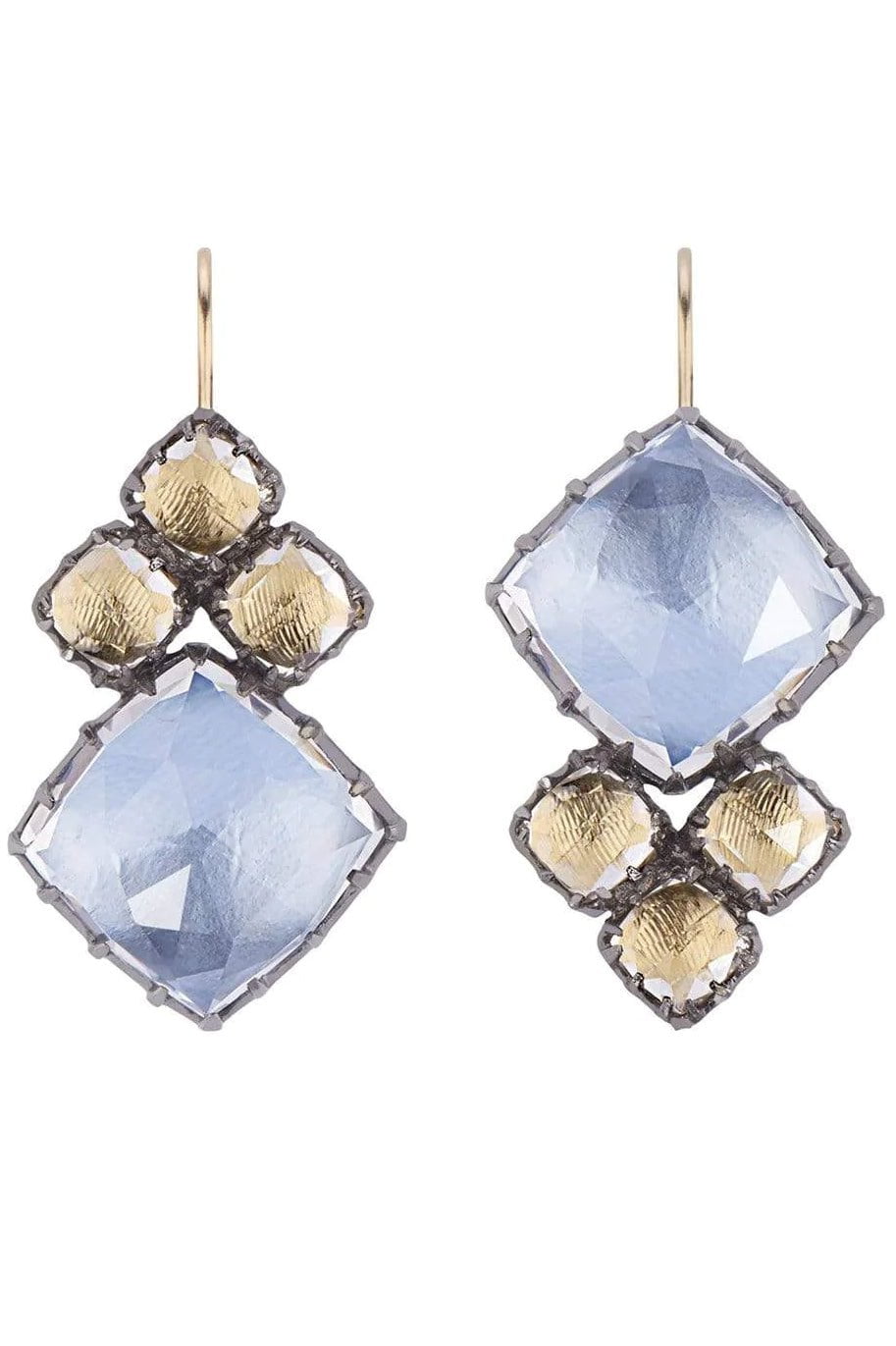 LARKSPUR & HAWK-White Quartz Blue and Yellow Sadie Cluster Earrings-SILVER