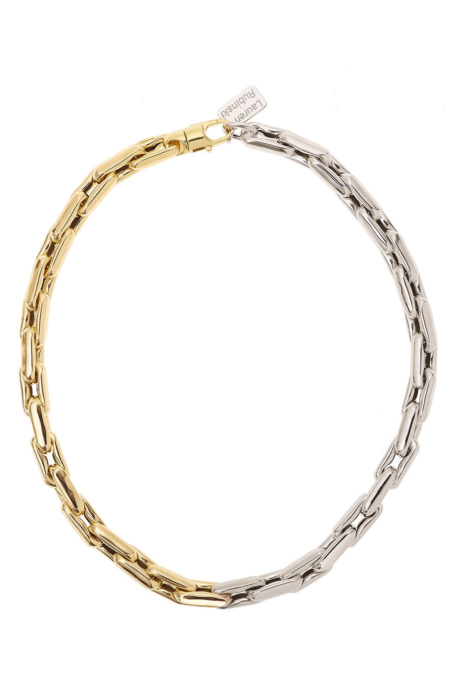 LAUREN RUBINSKI-LR3 - Small Yellow and White Gold Necklace-YELLOW GOLD