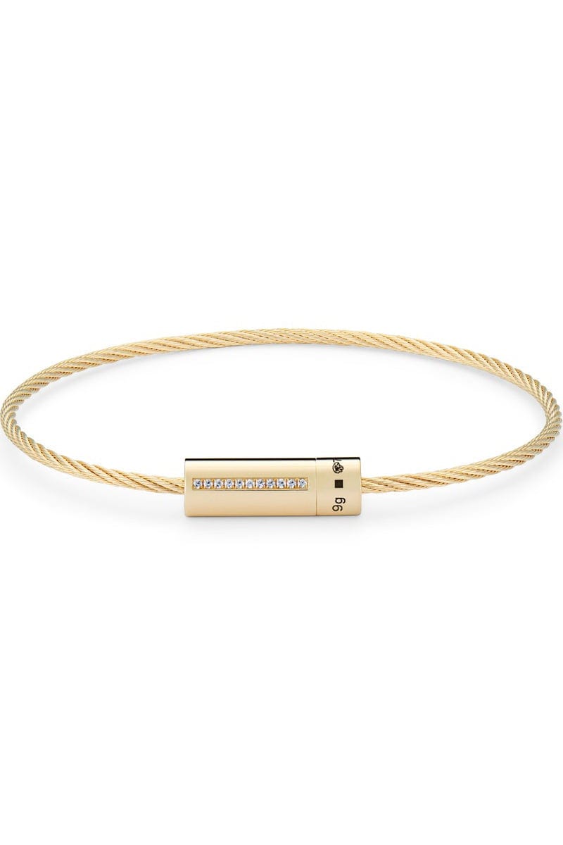 LE GRAMME-9g Polished Yellow Gold Diamond Cable Bracelet-