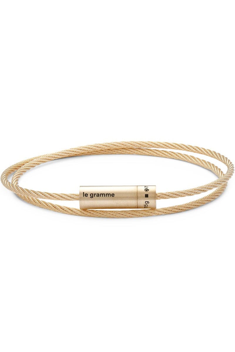 LE GRAMME-15g Brushed Yellow Gold Double Cable Bracelet-YELLOW GOLD