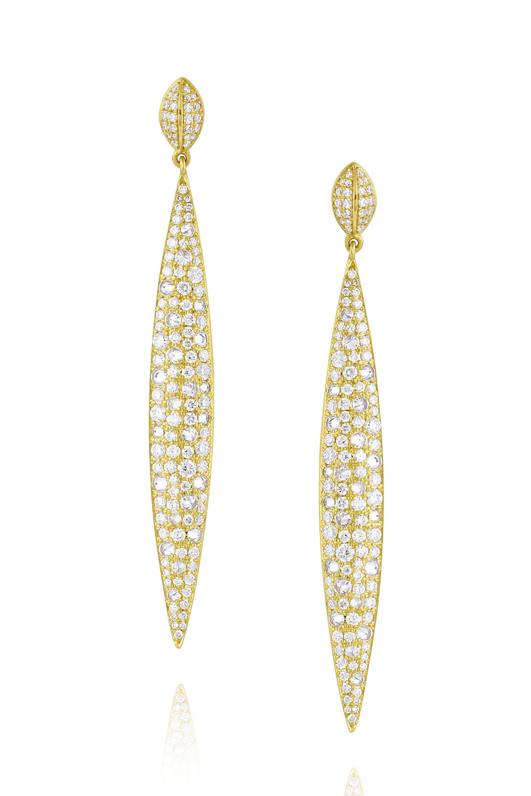 LEIGH MAXWELL-Marquis Multi Set Pave Earrings-YELLOW GOLD