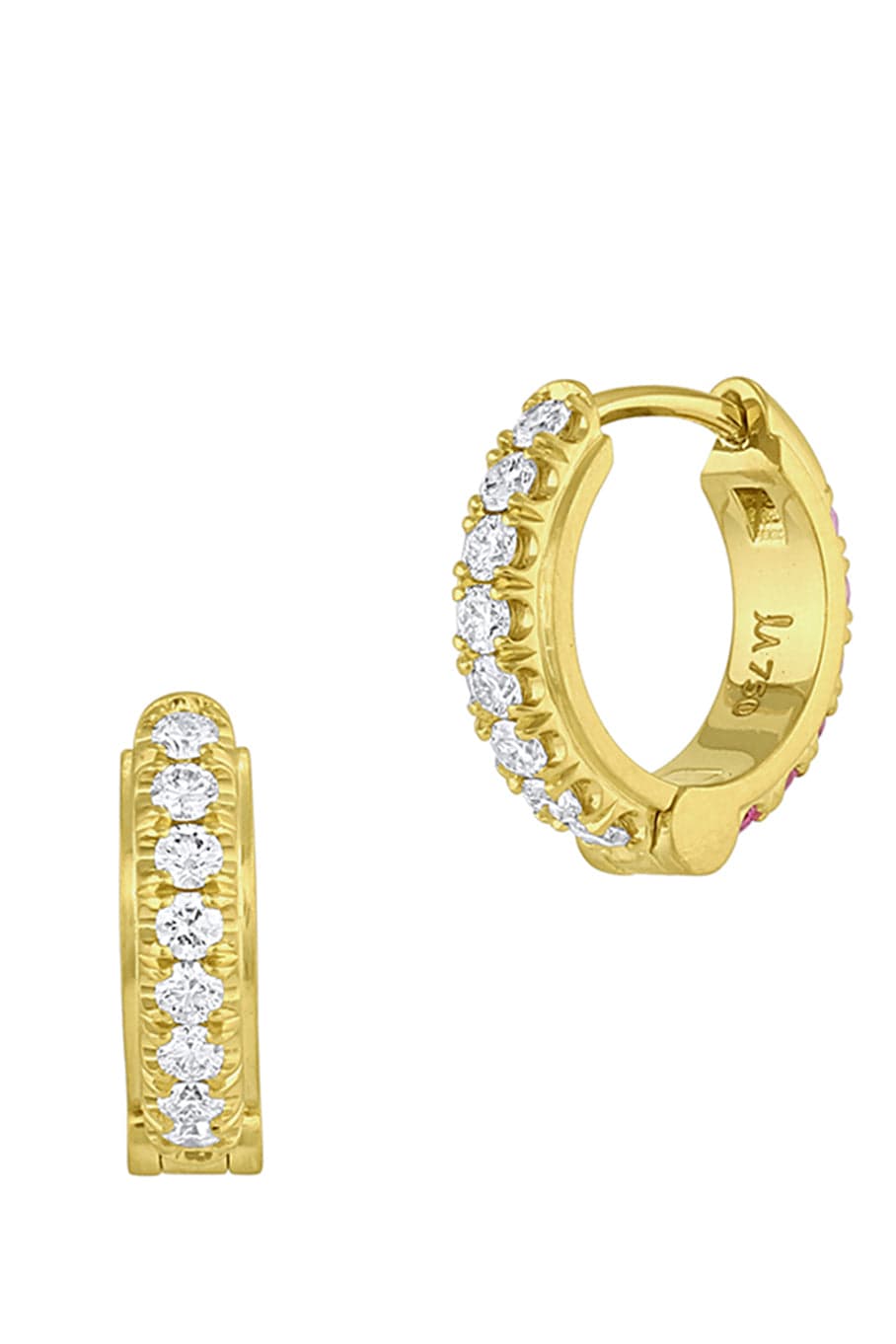 LEIGH MAXWELL-Pink Sapphire Reversible Hoops-YELLOW GOLD
