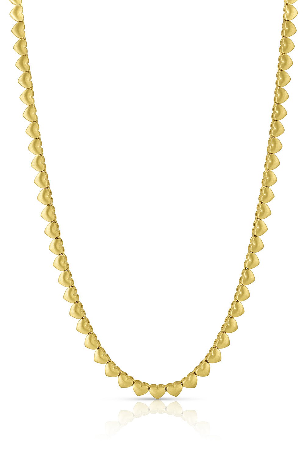LEIGH MAXWELL-Solid Heart Tennis Necklace-YELLOW GOLD