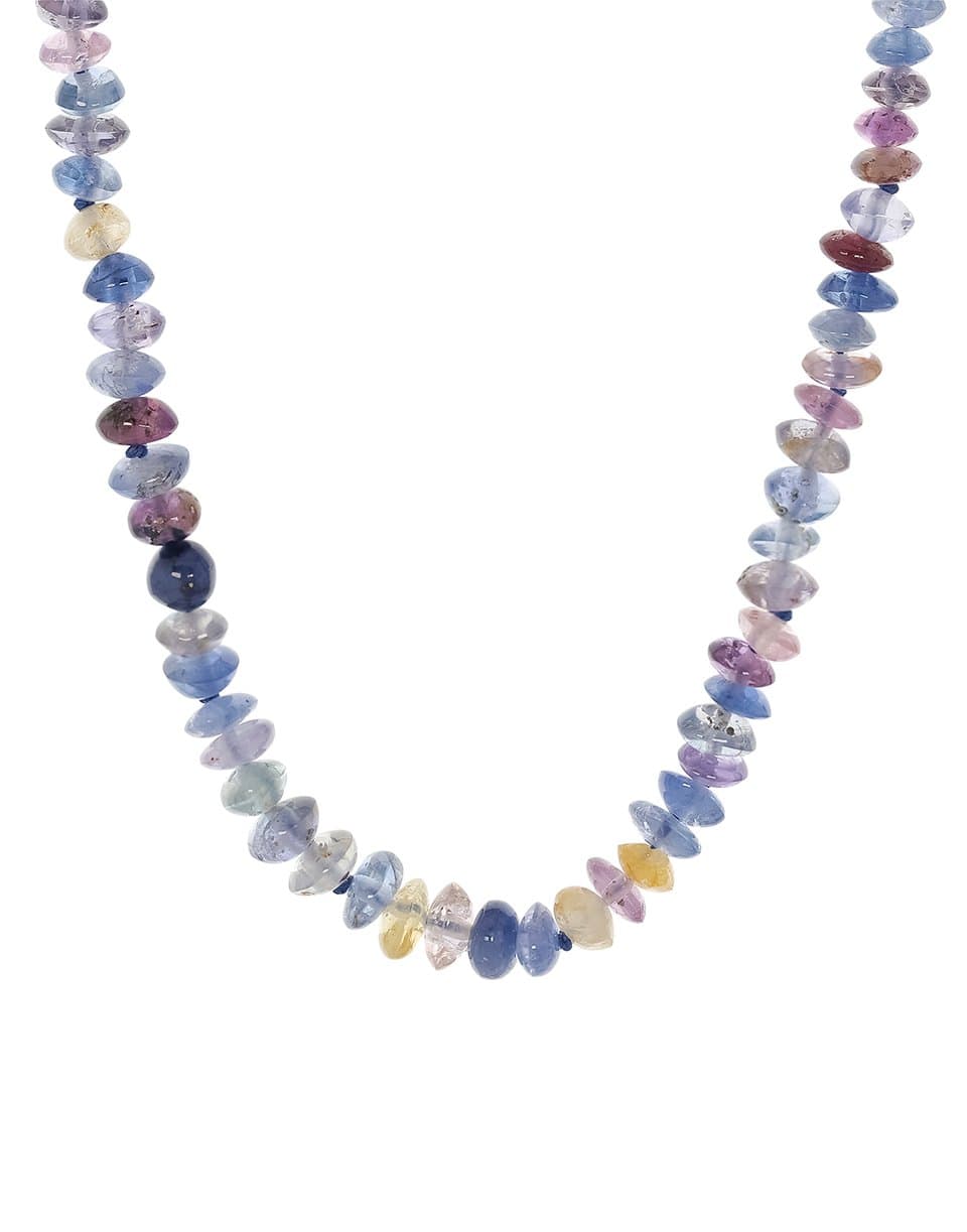 LEIGH MAXWELL-Multi Sapphire Bead Necklace-YELLOW GOLD
