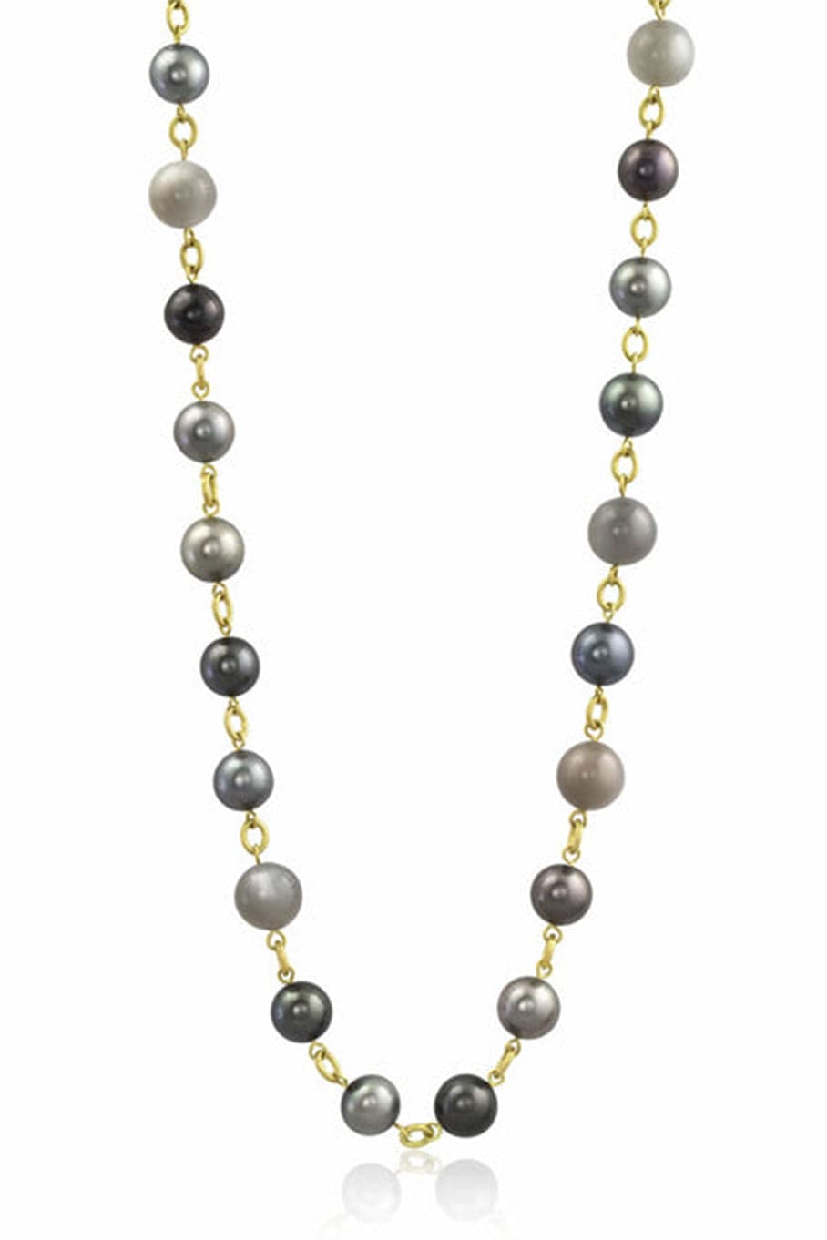 LEIGH MAXWELL-Tahitian Pearl and Grey Moonstone Necklace-YELLOW GOLD