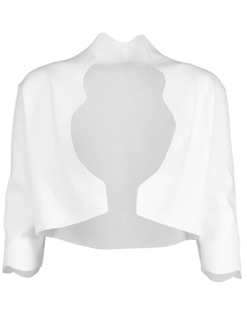 Scallop Knit Bolero - White CLOTHINGJACKETCROPPED LELA ROSE   
