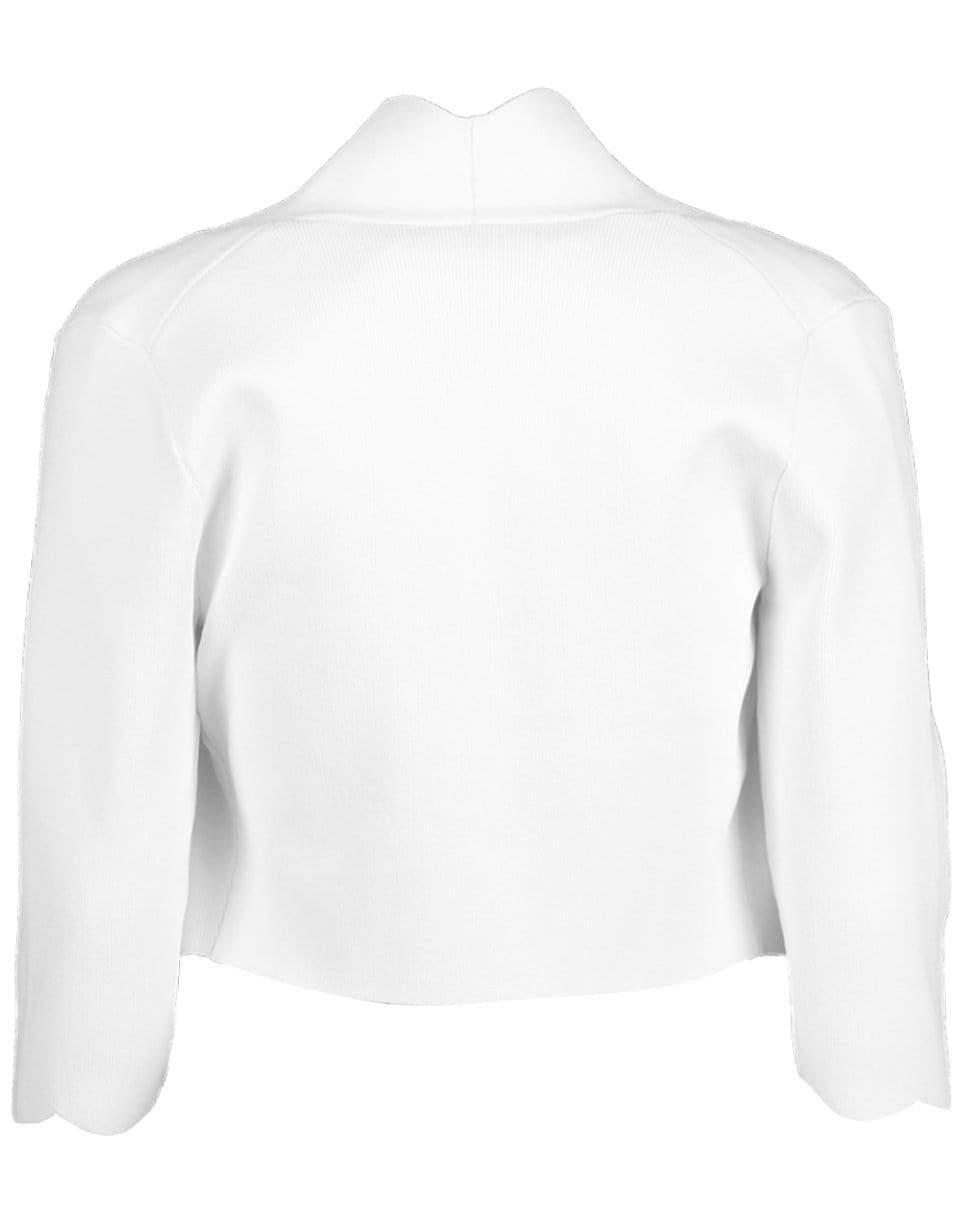 Scallop Knit Bolero - White CLOTHINGJACKETCROPPED LELA ROSE   