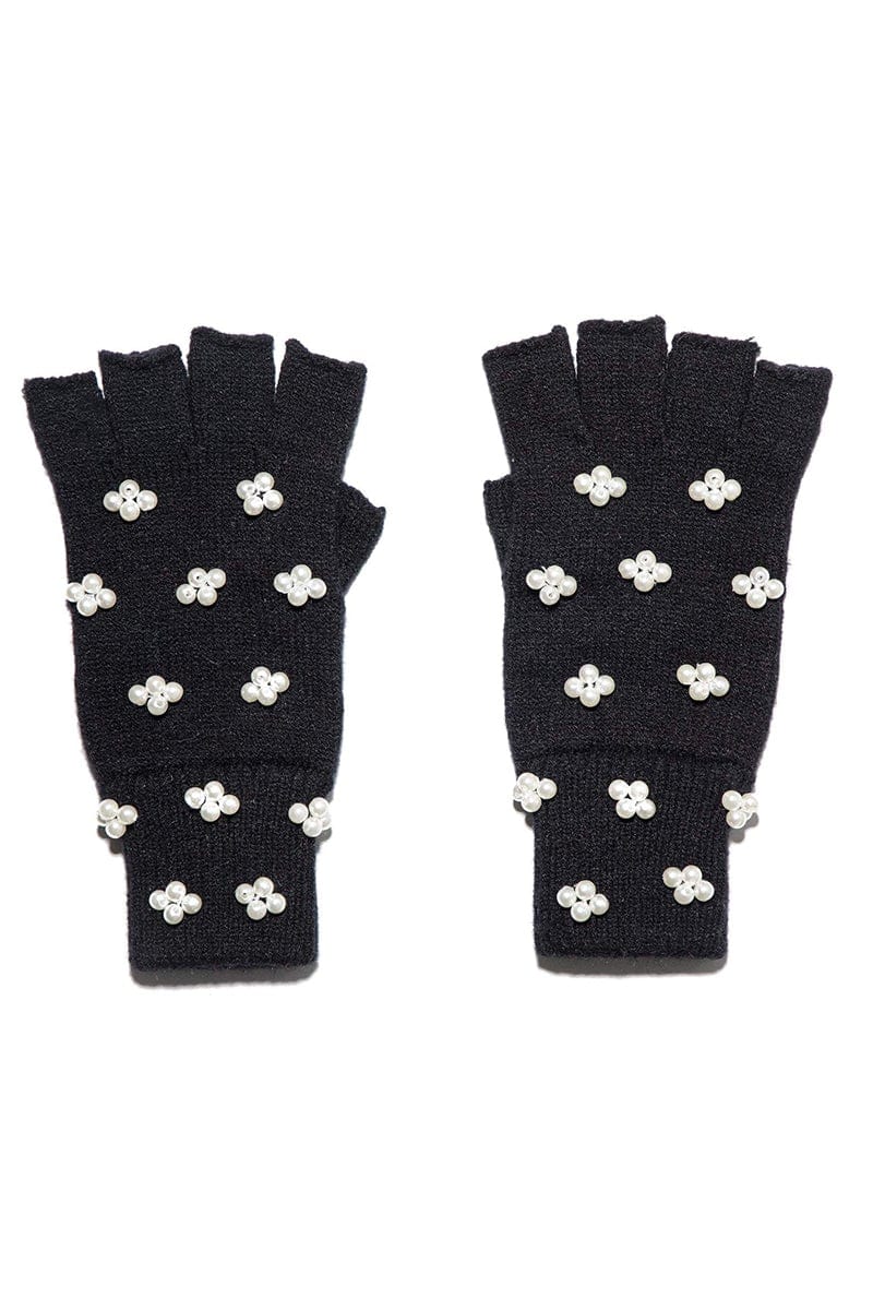 LELE SADOUGHI DESIGNS-Pearl Fingerless Knit Gloves - Jet-JET