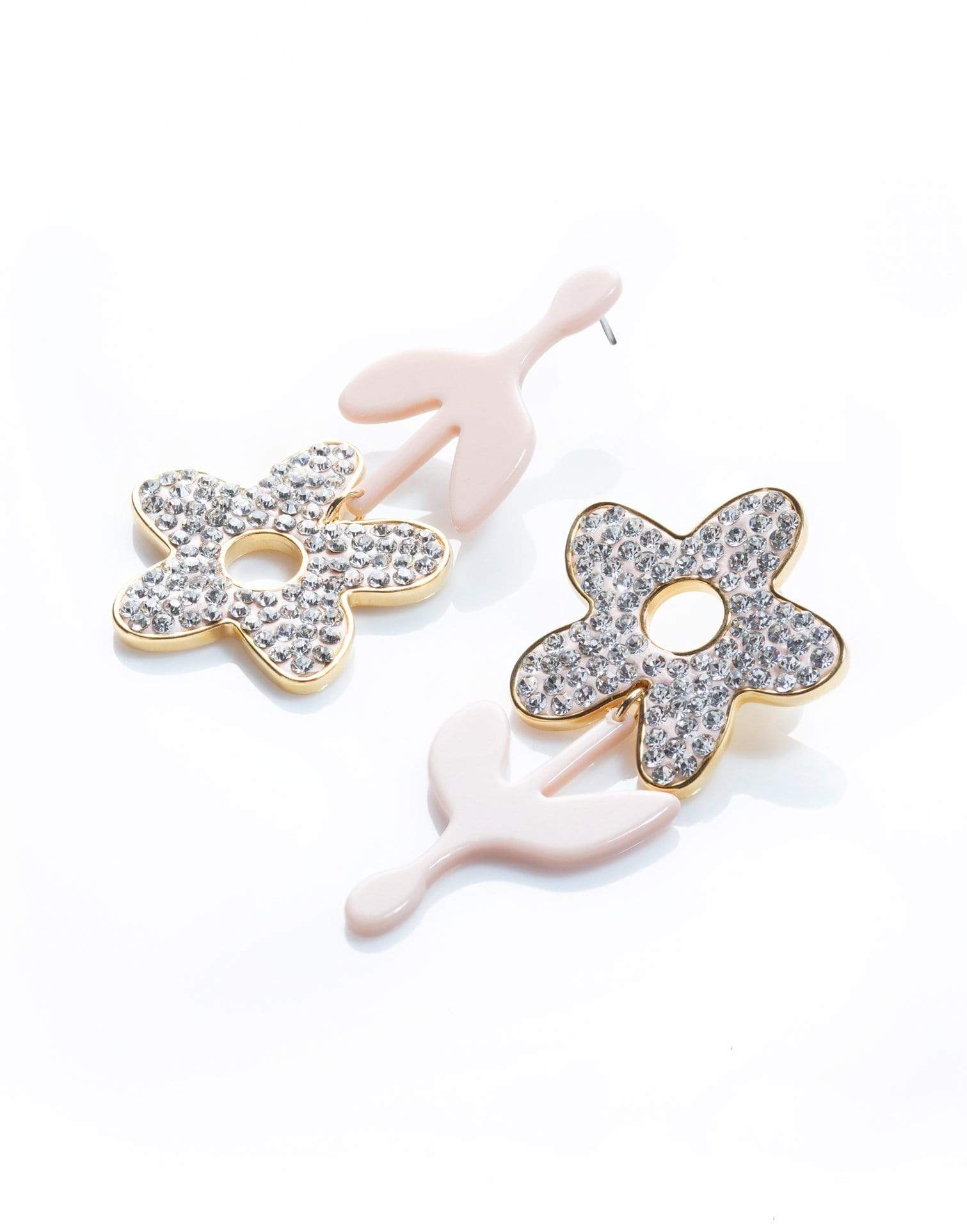 LELE SADOUGHI DESIGNS-Crystal Flower Stem Earrings-PEACH