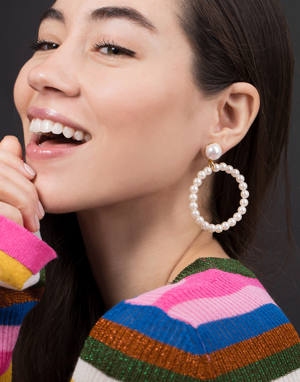 LELE SADOUGHI DESIGNS-Frontal Pear Hoop Earrings-PEARL