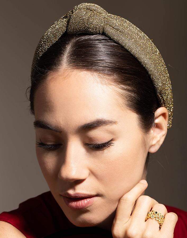 LELE SADOUGHI DESIGNS-Gold Shimmer Sparkle Knotted Headband-GOLD