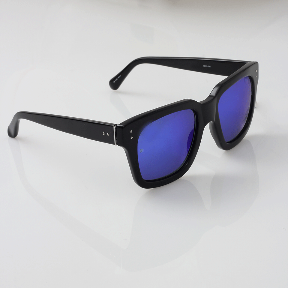 LINDA FARROW-Square Rim Sunglasses-BLACK