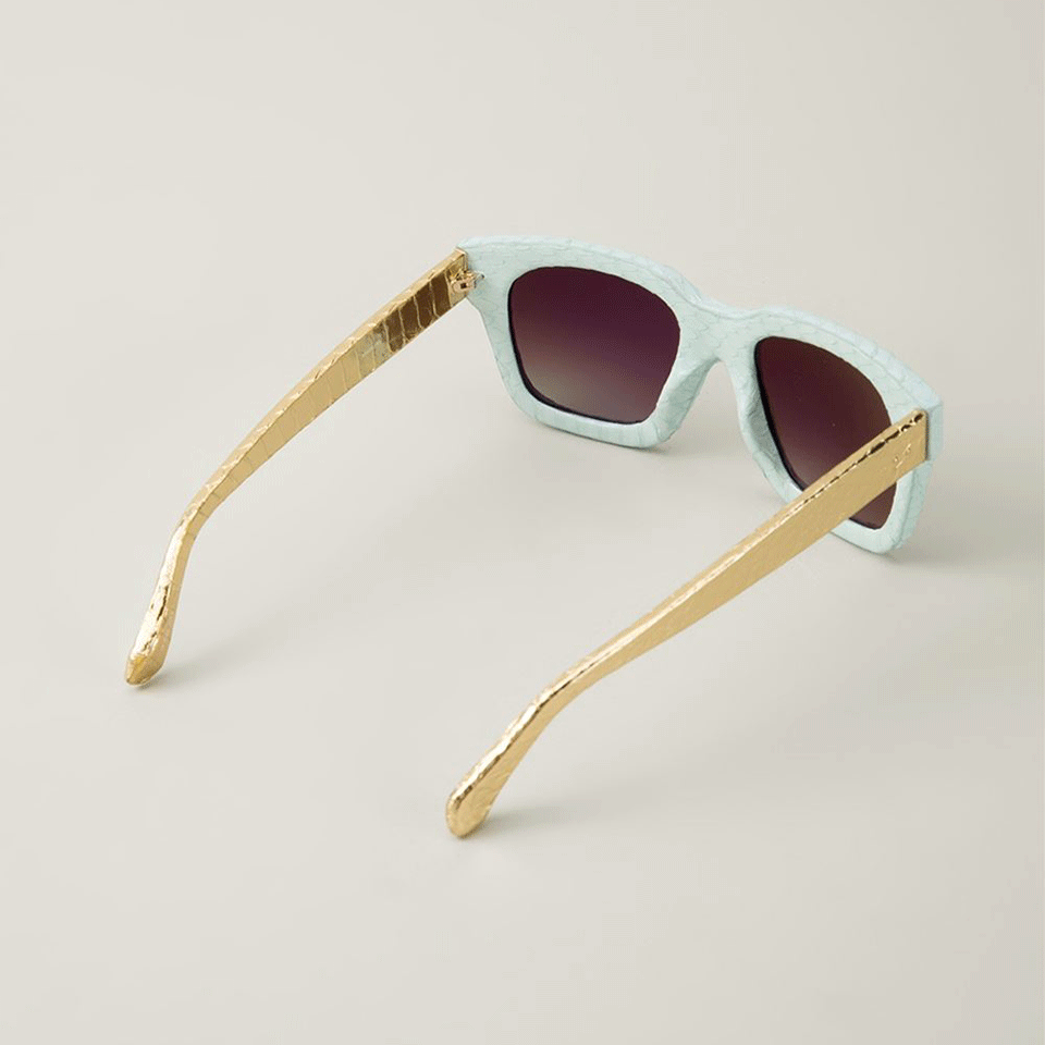 LINDA FARROW-D-Frame Sunglasses-BLUE/GLD