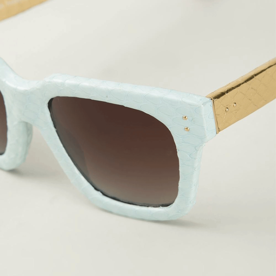 LINDA FARROW-D-Frame Sunglasses-BLUE/GLD