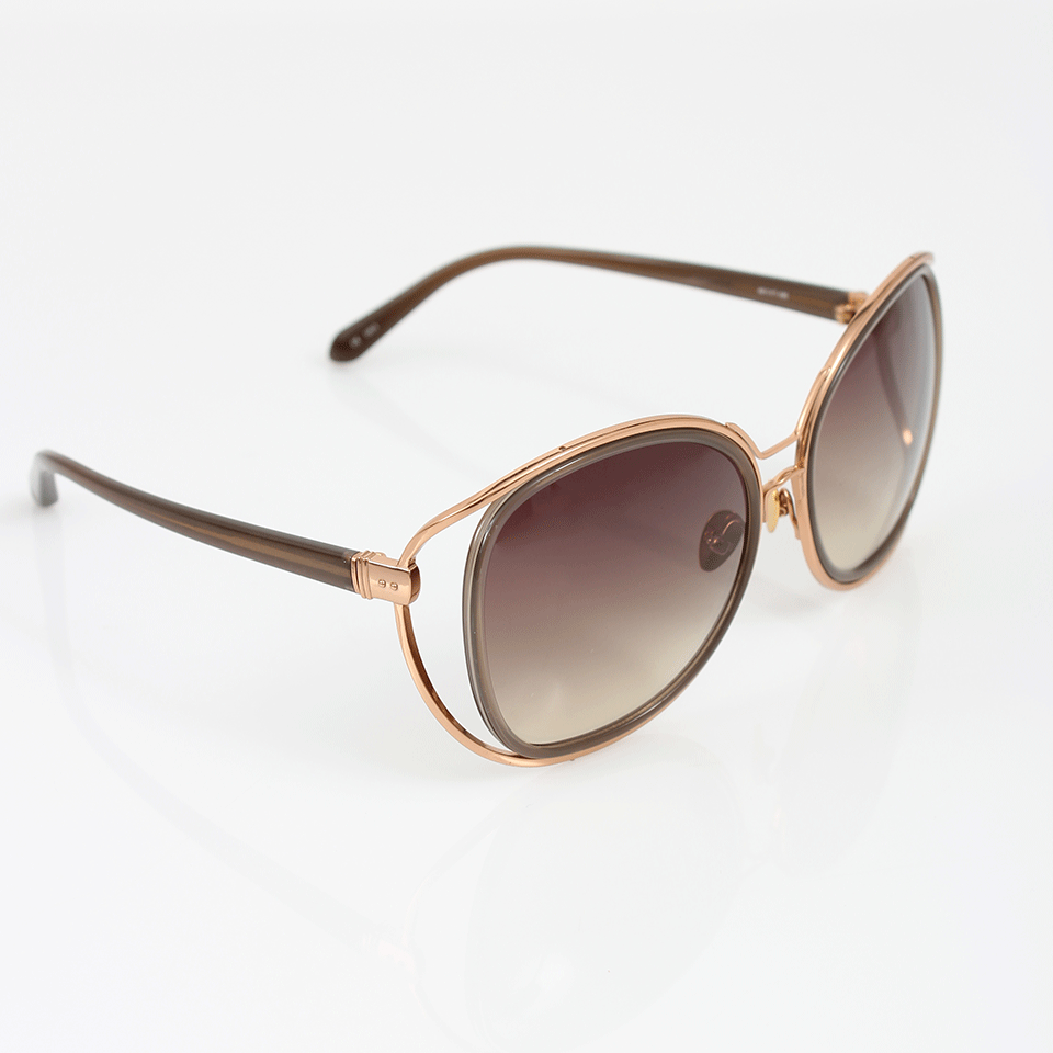 LINDA FARROW-Square Oversized Sunglasses-MOCHA