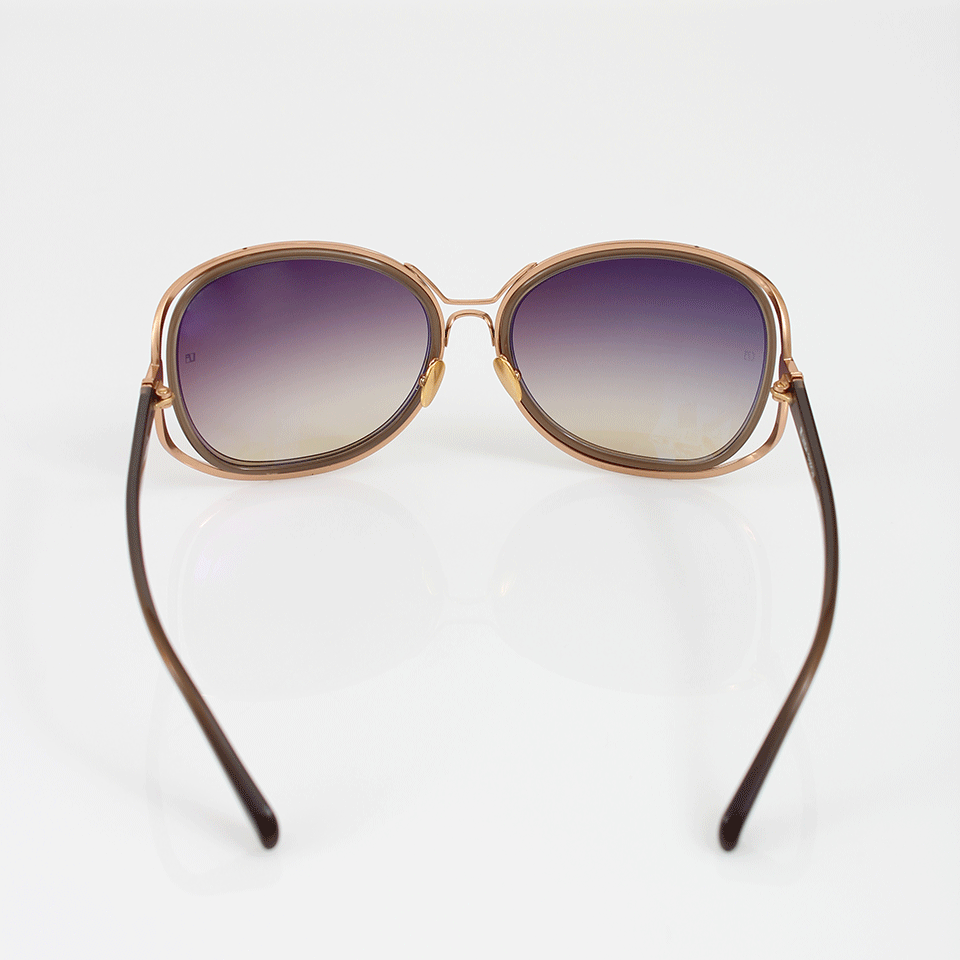 LINDA FARROW-Square Oversized Sunglasses-MOCHA