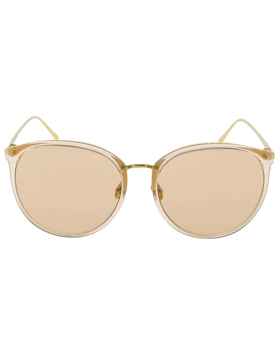 LINDA FARROW-Oversized Sunglasses-PCH/GLD